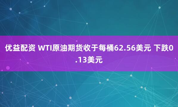 优益配资 WTI原油期货收于每桶62.56美元 下跌0.13美元